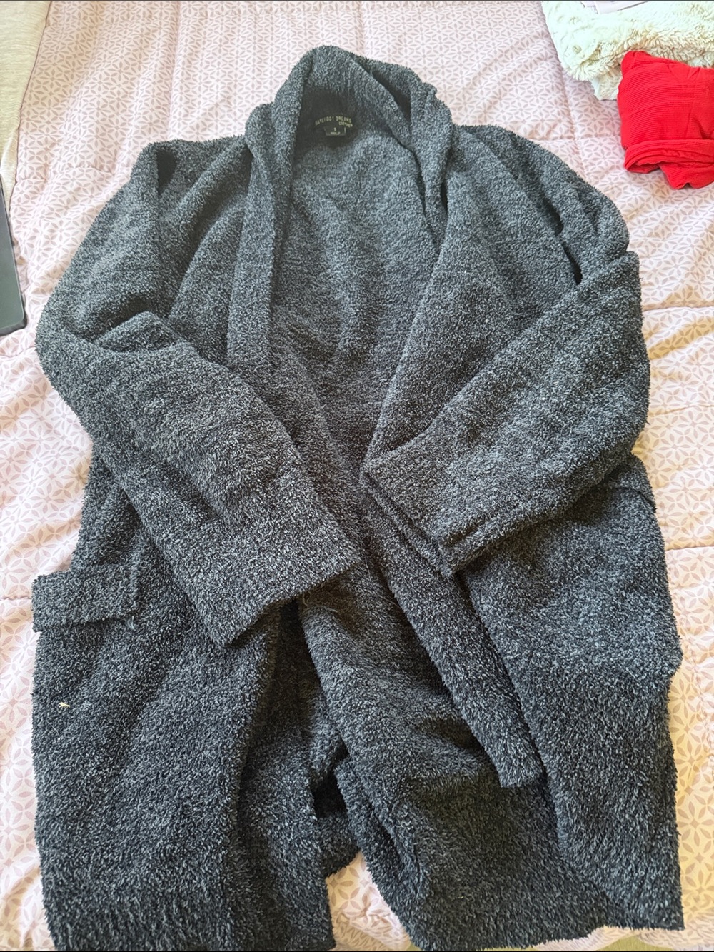 Barefoot Dreams Plush Open-Front Cardigan in Charcoal